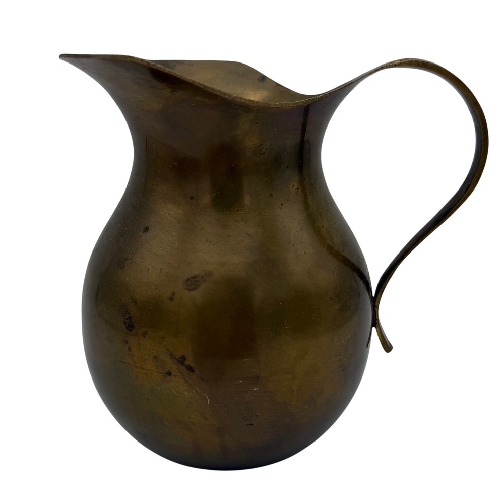 Vintage‎ Brass Pitcher Small Decorative Vase Rustic Farmhouse Decor 12"